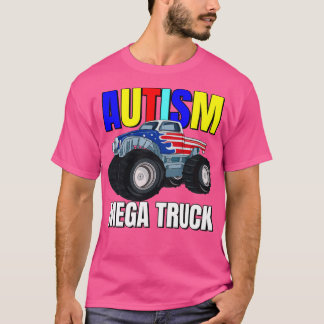 Camiseta Autismo Mega Camión aplastando monstruo de concien