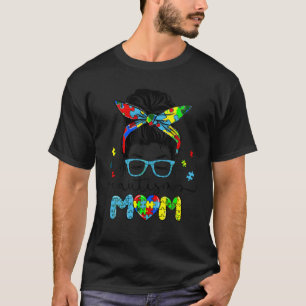 Camiseta AUTISMO MOM Messy Bun Gafas de sol Bandana Autism