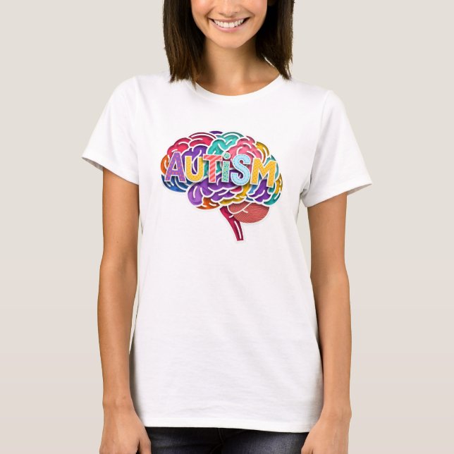 Camiseta Autismo Neurodiverso Arcoiris Tipografía cerebral  (Anverso)