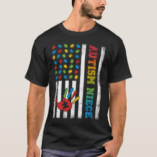 Camiseta Autismo Niece Bandera Americana Autismo Conciencia