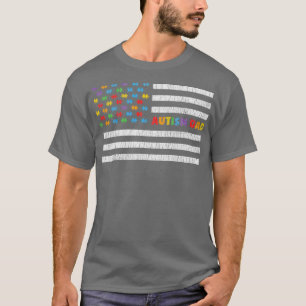 Camiseta Autismo Papá Bandera Americana Menores Autistas Co