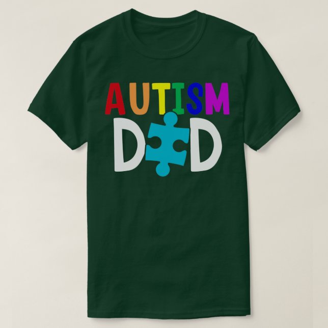 Camiseta Autismo Papá Camisas Autismo Conciencia Rompecabez (Diseño del anverso)