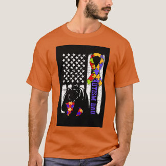 Camiseta Autismo Papá Conciencia Cinta Oso Mamá Bandera Ame