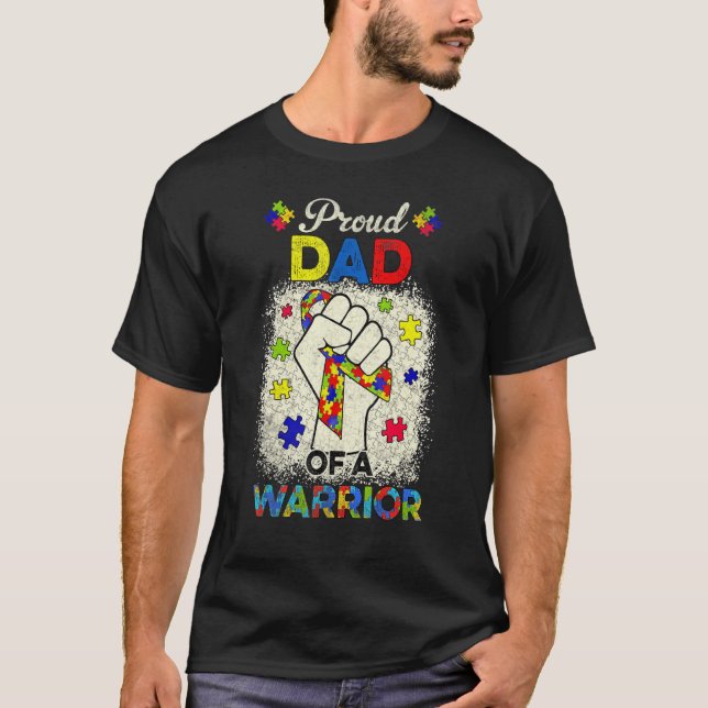 Camiseta Autismo Papá De Autismo Conciencia Guerrera Apoya  (Anverso)