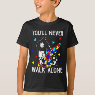 Camiseta Autismo Papá, nunca caminarás sola para apoyar las
