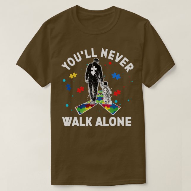 Camiseta Autismo papá, nunca caminarás solo (Diseño del anverso)