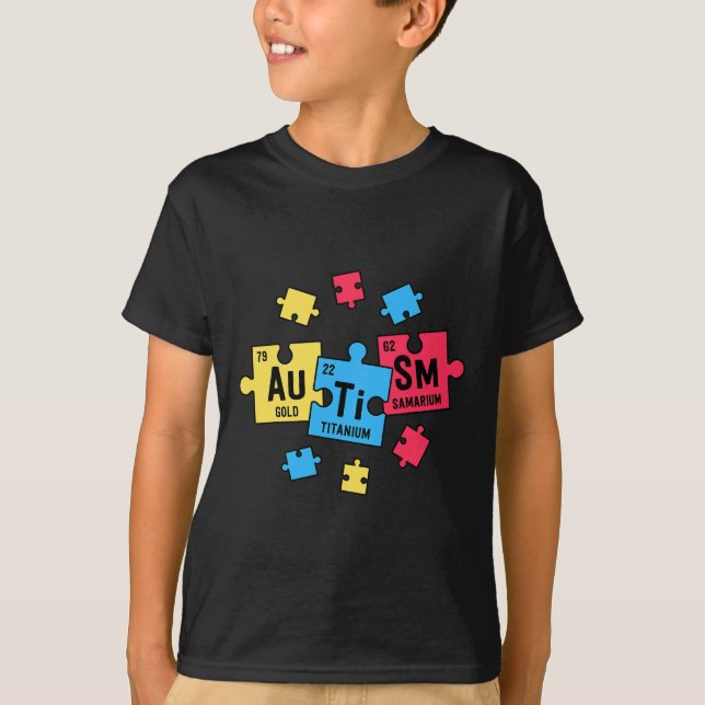 Camiseta Autismo Para Profesores SPED Elementos Periódicos  (Anverso)