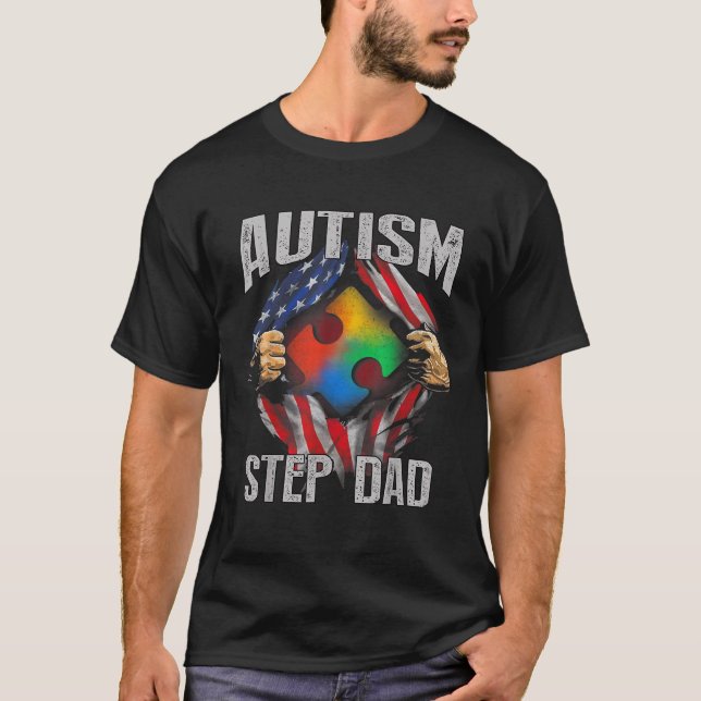 Camiseta Autismo paso a papá Bandera Estadounidense Autismo (Anverso)