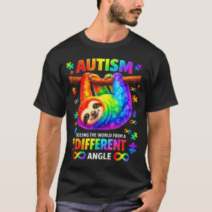 Camiseta Autismo perezoso arcoíris viendo el mundo desde un