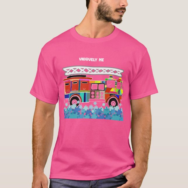 Camiseta Autismo Piezas de rompecabezas de camiones de bomb (Anverso)