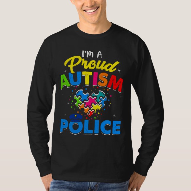 Camiseta Autismo Policía Autismo Conciencia Acepta Amor De  (Anverso)