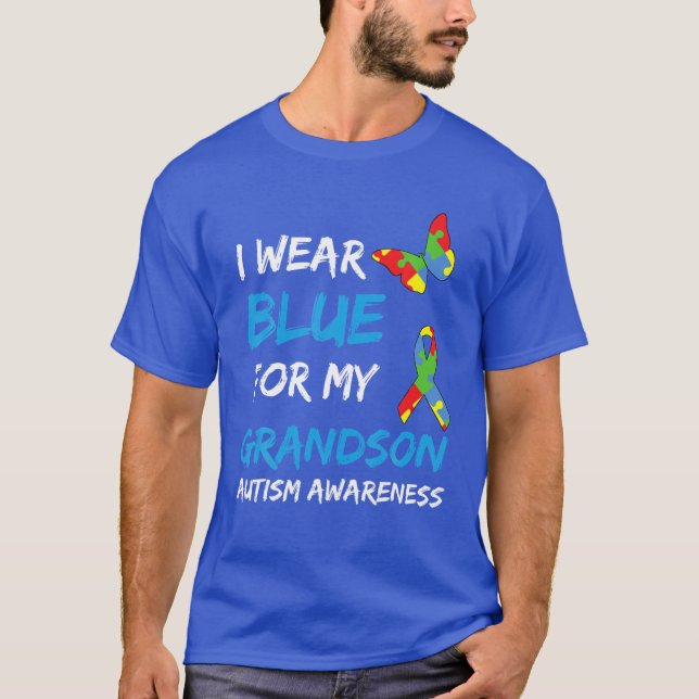 Camiseta Autismo Que Uso Azul Para Concienciar A Mi Nieto (Anverso)
