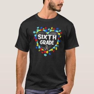 Camiseta Autismo Retro Conciencia Corazón Apoyo de sexto gr