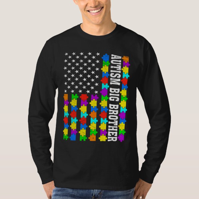 Camiseta Autismo retro Gran Hermano Bandera Americana Amor  (Anverso)