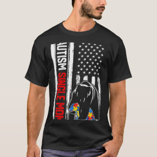 Camiseta Autismo retro madre soltera con premio de bandera 