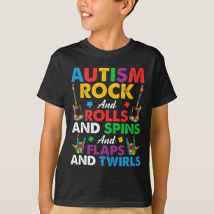 Camiseta Autismo Rock Roll Spin Twirls Guitarra Rompecabeza