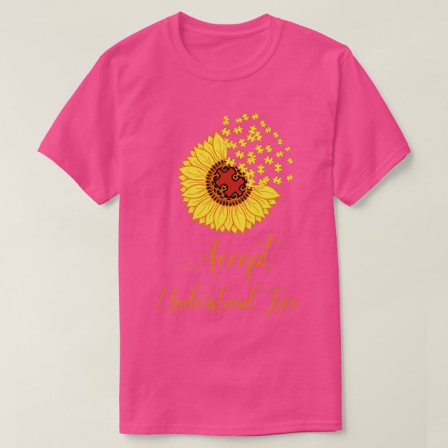 Camiseta Autismo Rompecabezas de girasol Cricut t Shirt (Diseño del anverso)