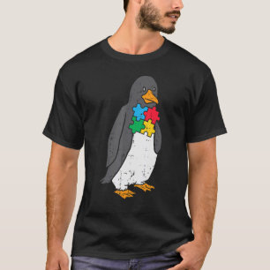 Camiseta Autismo Rompecabezas de Pingüino Cuidan Conciencia