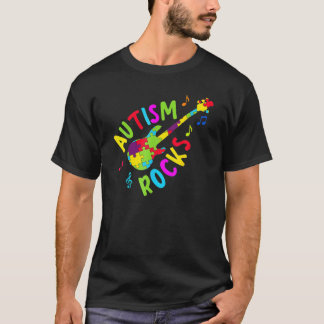 Camiseta Autismo sacude piezas de rompecabezas de guitarra
