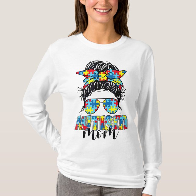 Camiseta Autismo Sensibilización Autismo Mamá Gafas de sol  (Anverso)