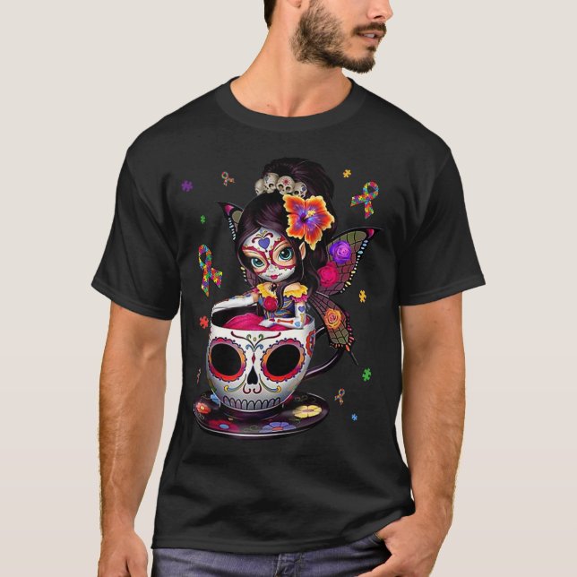 Camiseta Autismo Sensibilización Café Calderón de azúcar Au (Anverso)