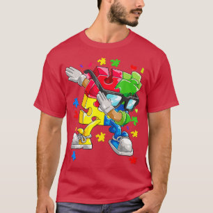 Camiseta Autismo Sensibilización Niños niños Dabbing Puzzle