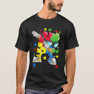 Camiseta Autismo Sensibilización Niños niños Dabbing Puzzle
