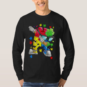 Camiseta Autismo Sensibilización Niños niños Dabbing Puzzle