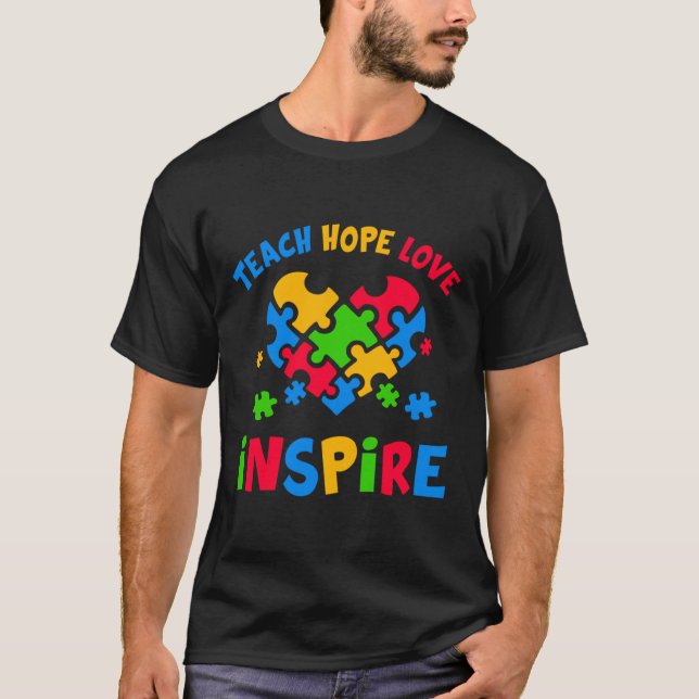 Camiseta Autismo Sensibilización Profesor Enseña Esperanza  (Anverso)