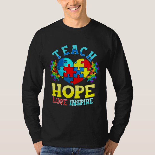 Camiseta Autismo Sensibilización Profesora Enseña Esperanza (Anverso)