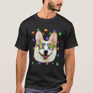 Camiseta Autismo suave Corgi Perro Puzzle Gafas de sol Masc