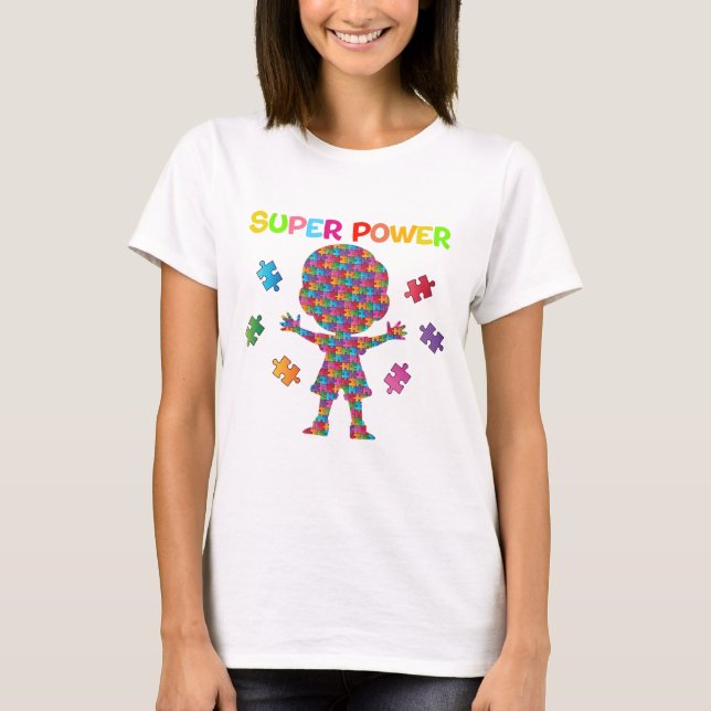 Camiseta Autismo, superpotencia (Anverso)