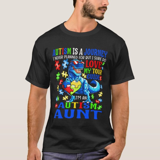 Camiseta Autismo Tía Journey Cita Autismo Conciencia Dinosa (Anverso)
