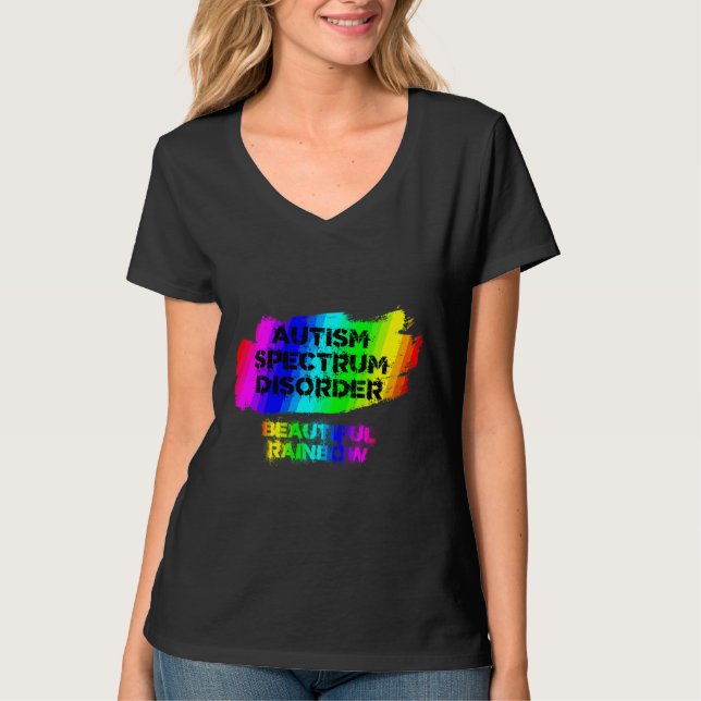 Camiseta Autismo Trastorno del Espectro Hermoso Arcoiris (Anverso)