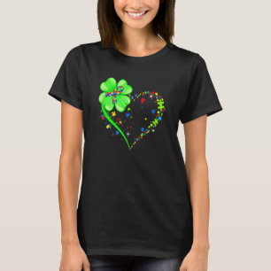 Camiseta Autismo Trébol C Corazón Pieza Rompecabezas Día de
