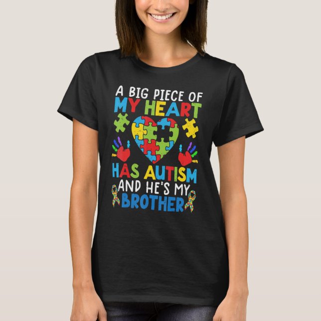 Camiseta Autismo Una gran pieza de mi corazón tiene autismo (Anverso)