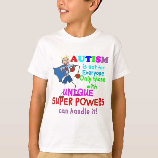 Camiseta Autismo único de los superpoderes (Anverso)