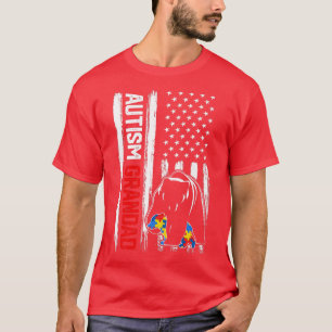 Camiseta Autismo vintage Grandad Oso de la Bandera American