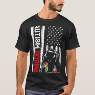 Camiseta Autismo vintage Oso Poppie Bandera Americana Conci