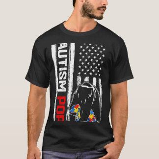 Camiseta Autismo vintage Pop Bear American Flag Awaration F