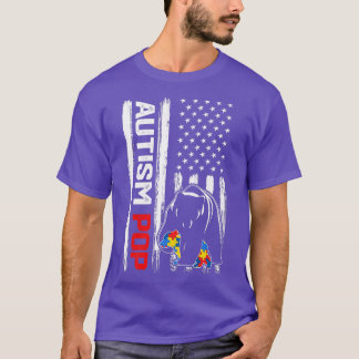 Camiseta Autismo vintage Pop Bear American Flag Awaration F