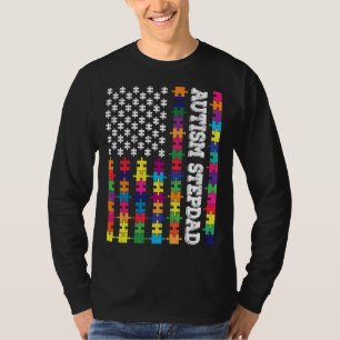 Camiseta Autismo vintage Stepdad Puzzle Patriótico American
