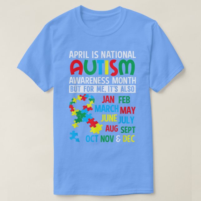 Camiseta Autismo y Tee. de abril es advertencia de autismo  (Diseño del anverso)