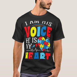 Camiseta Autismo: Yo Soy Su Voz Él Es Mi Corazón Autismo La