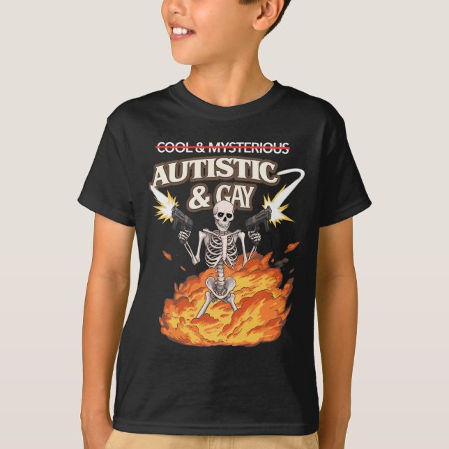 Camiseta Autista de esqueleto gay y divertida conciencia de (Anverso)