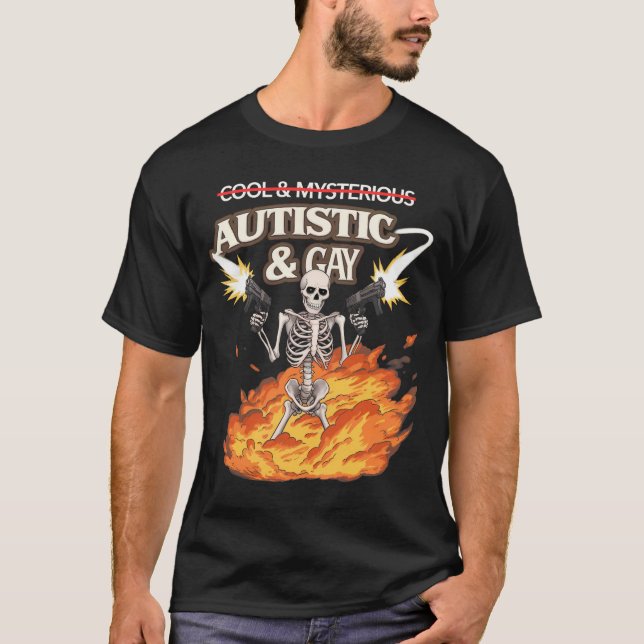 Camiseta Autista de esqueleto gay y divertida conciencia de (Anverso)