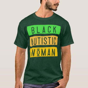 Camiseta Autista Mujer Negra Conciencia Corazón Colorido