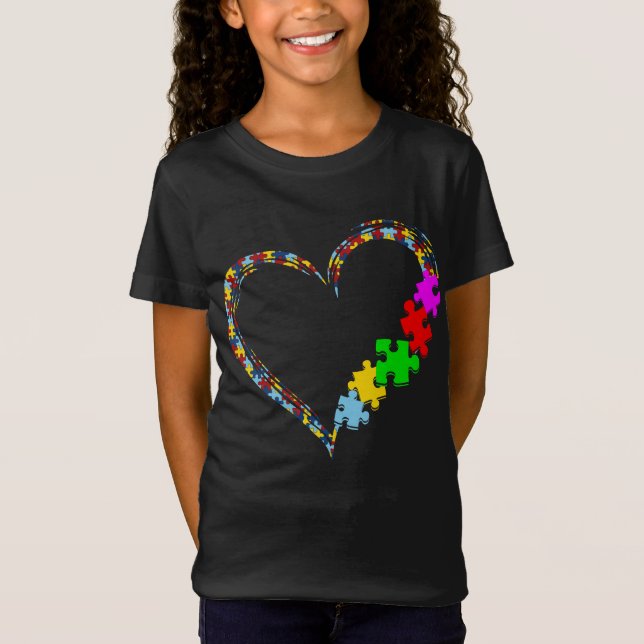 Camiseta autista| Pieza de rompecabezas del corazón de conc (Anverso)