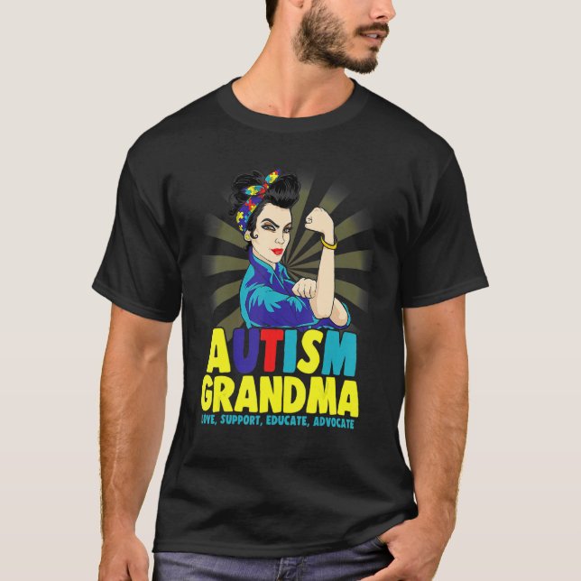 Camiseta Autistic Autism Awareness Grandma Strong Shirts Wo (Anverso)