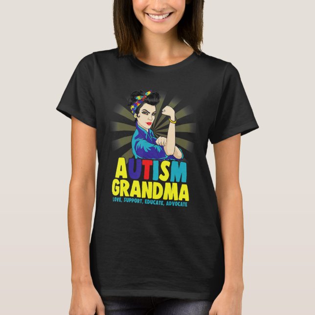 Camiseta Autistic Autism Awareness Grandma Strong Shirts Wo (Anverso)